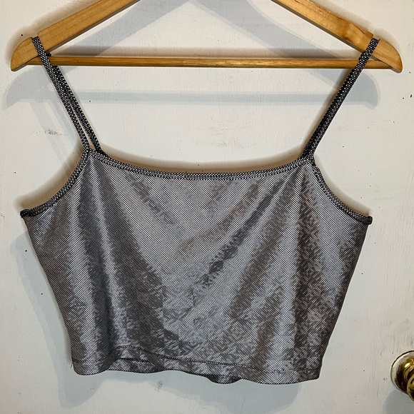 Vintage 90’s Chriel Silver Black Metallic Groovy Cropped Tank Top Blouse - Picture 4 of 4